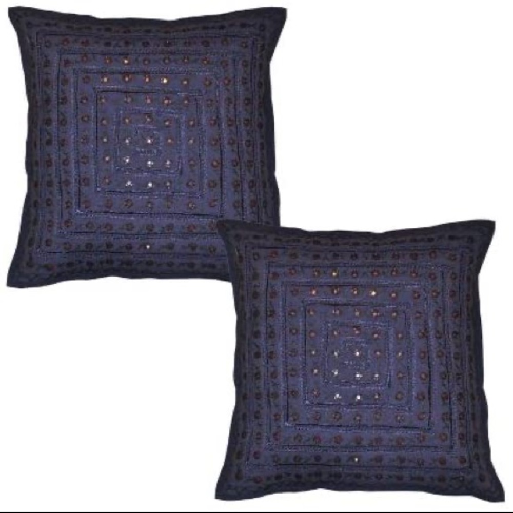 New Navy Blue Boho Embroidered covers (Set of 2)